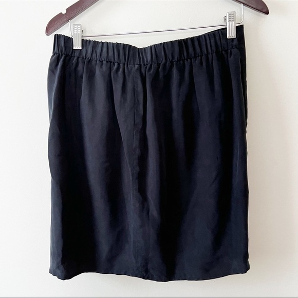 J. Crew Black Japanese Cupro Above the Knee Shimmery Wrap Skirt 12P Polished - Picture 5 of 8